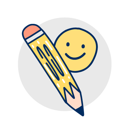 אייקון עיפרון וסמיילי