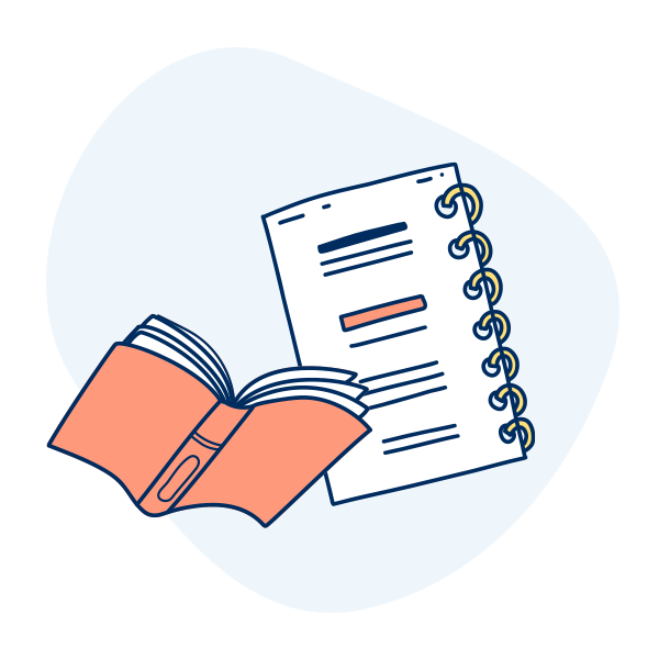 תמונה מאוירת ספר ומחברת